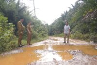 Bupati Lingga meninjau jalan rusak di Lingga Timur (Foto : Istimewa)