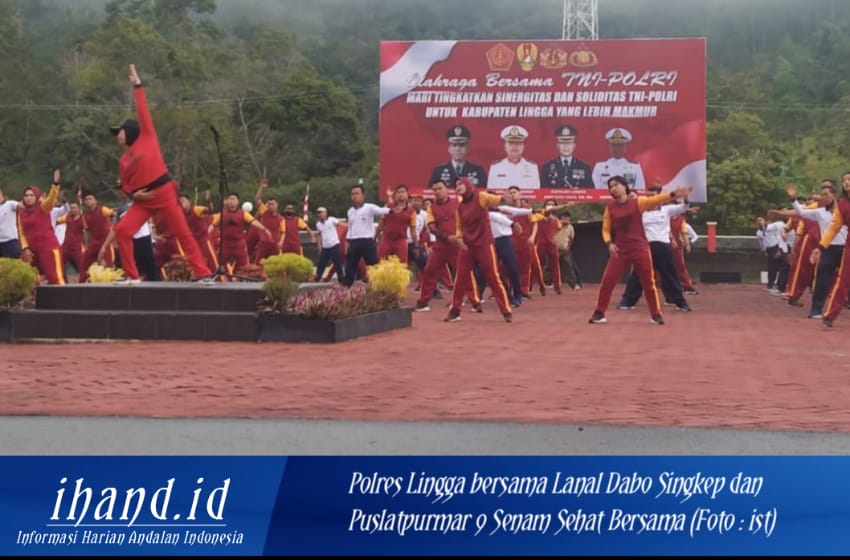  Polres Lingga dan TNI Gelar Senam Sehat Bersama