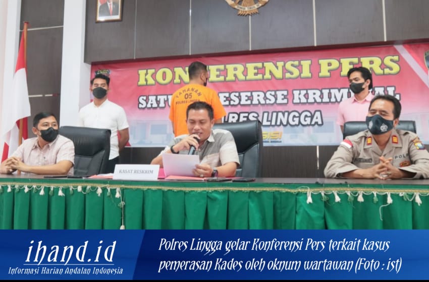  Polres Lingga Gelar Konferensi Pers, Oknum Wartawan Pelaku Pemerasan Terhadap Kades Berhasil Diringkus