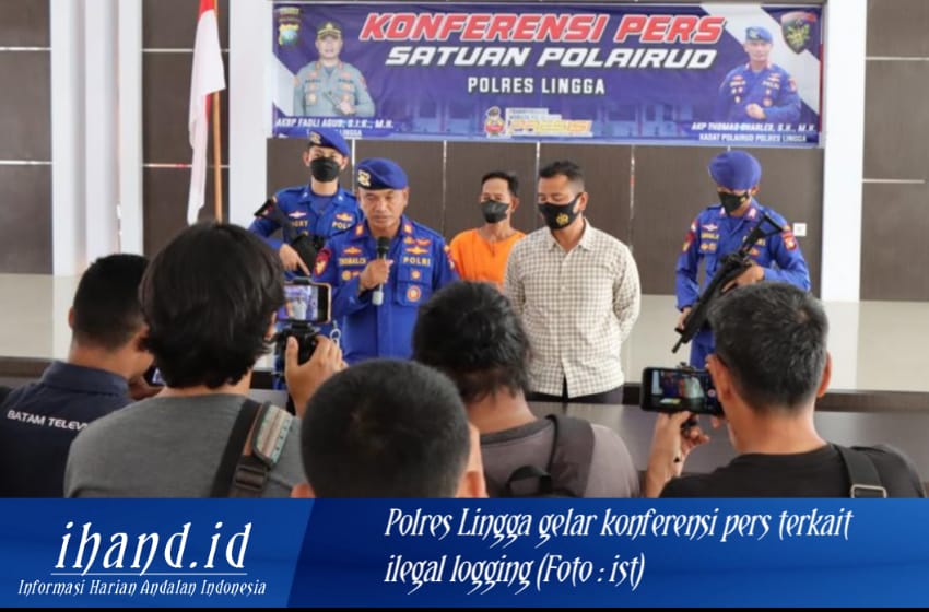  Satpolairud Polres Lingga Gelar Press Conference Ungkap Kasus Ilegal Logging