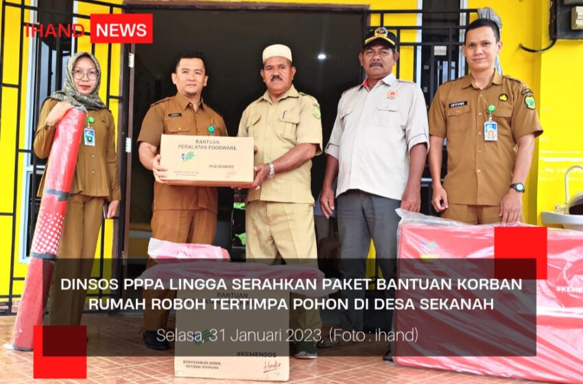  Dinsos PPPA Lingga Salurkan Bantuan Paket Peralatan Dapur Bagi Korban Rumah Tertimpa Pohon di Desa Sekanah