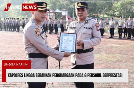 Kapolres Lingga Serahkan Penghargaan Pada 6 Personil Berprestasi