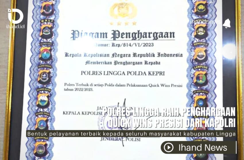  Polres Lingga Raih Penghargaan Quick wins Presisi dari Kapolri