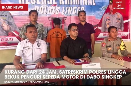 Kurang Dari 24 Jam, Satreskrim Polres Lingga Bekuk Pencuri Sepeda Motor di Dabo Singkep