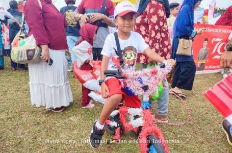 Sepeda Hias, Alat Peraga dan Pakaian Adat Istiadat Warnai Pawai Pembangunan di Kota Dabo Singkep