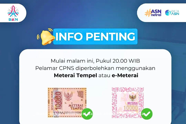  BKN Izinkan Penggunaan Meterai Tempel dalam Pendaftaran CPNS 2024, Merespons Keluhan Pelamar