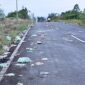 Sampah berserakan di jalan atas SMK Negeri Singkep menuju Batu Berdaun | f. ivn