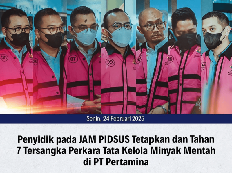 Kejaksaan Agung Tetapkan 7 Tersangka Korupsi Tata Kelola Minyak Mentah Pertamina | f. Kejaksaan RI