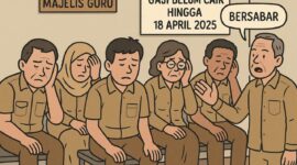 Ilustrasi gambar para guru yang menantikan gaji yang tak kunjung keluar | f. Red