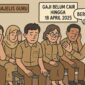 Ilustrasi gambar para guru yang menantikan gaji yang tak kunjung keluar | f. Red
