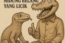 Ilustrasi gambar lucu antara Biawak darat dan buaya darat | f. Red