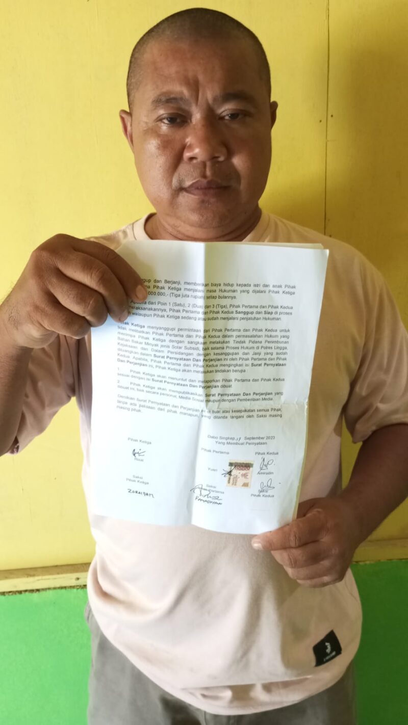 Rizal, eks terpidana kasus penimbunan solar subsidi menuntut keadilan setelah janji bantuan keluarga tidak ditepati | f. Red