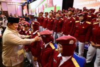 Presiden Prabowo sedang memberikan arahannya kepada para guru dan kepala sekolah Sekolah Rakyat di Jakarta International Expo (JIExpo), Jumat (22/8/2025) | f. BPMI Setpres