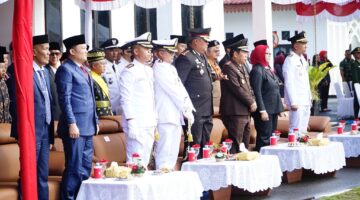Danlanal Dabo Singkep Hadiri Upacara Detik-Detik Proklamasi HUT RI ke-80 di Lingga | f. Diskominfo Lingga