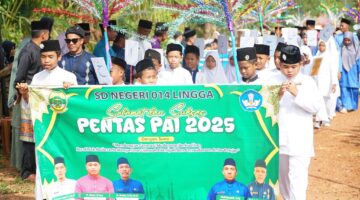 Ratusan Pelajar Meriahkan Pawai Pentas PAI 2025 di Desa Panggak Laut: Wujud Ukhuwah Islamiyah dan Pembinaan Akhlak Generasi Muda | f. Diskominfo Lingga