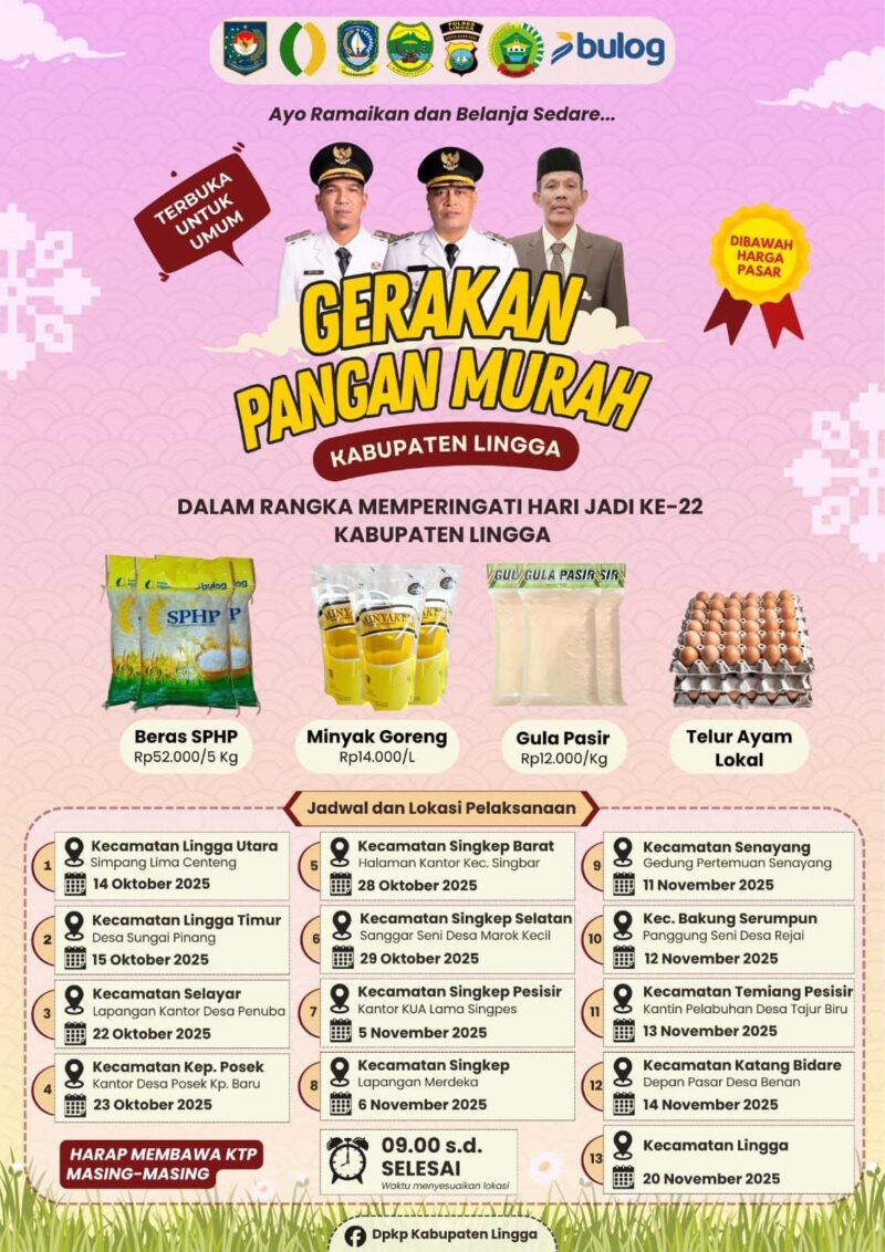 Gerakan Pangan Murah Digelar di 13 Kecamatan, Sambut Hari Jadi ke-22 Kabupaten Lingga | f. Diskominfo Lingga