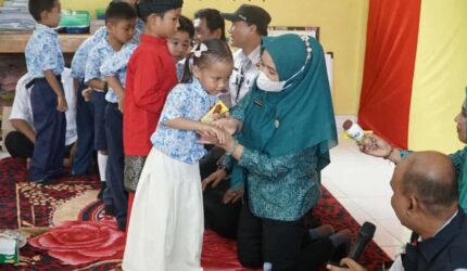 Ketua PKK Lingga Supervisi Posyandu ILP dan Serahkan APE untuk PAUD di Senayang | f. Diskominfo Lingga