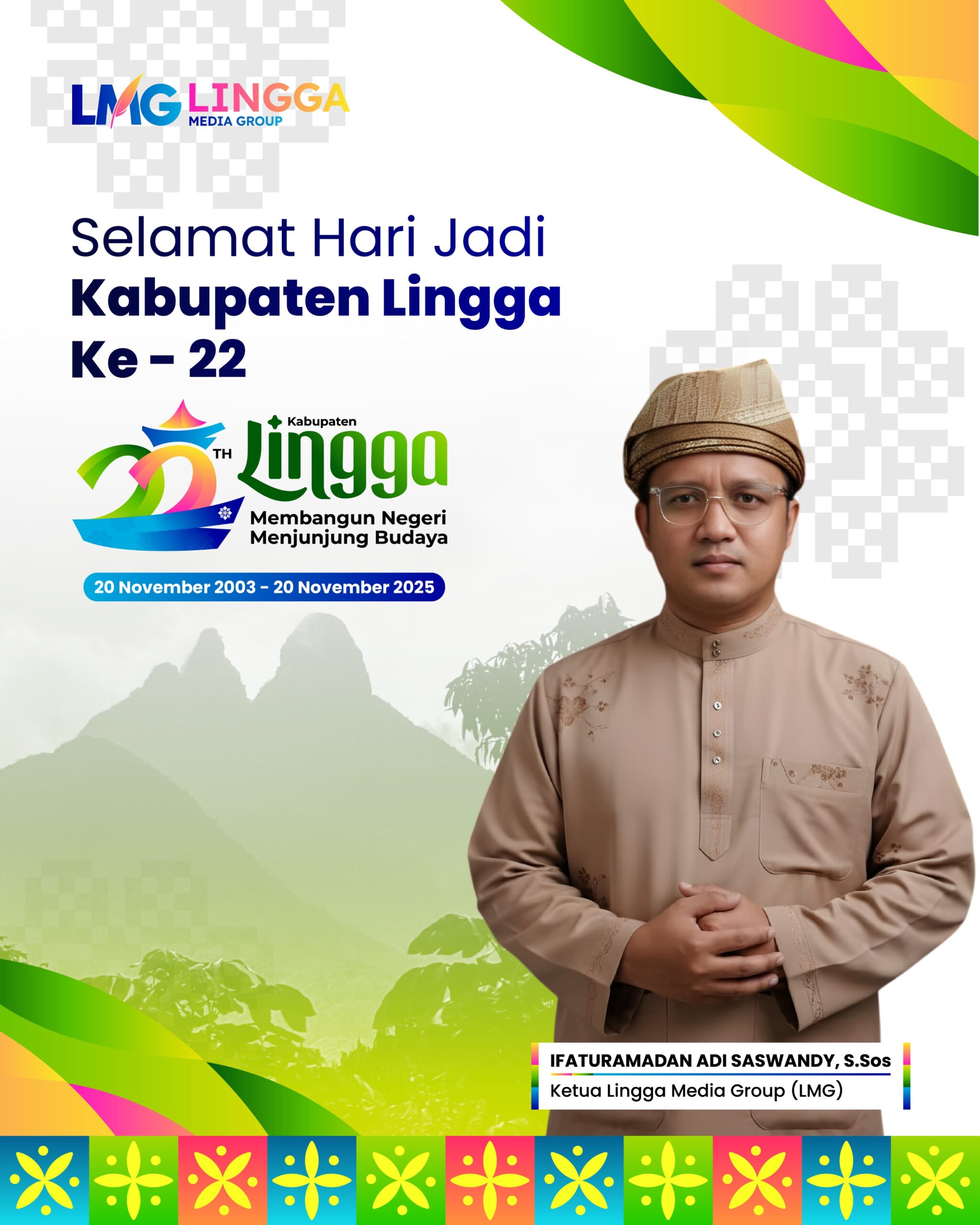 Ketua LMG, Ifaturamadan Adi Saswandy, S.Sos, menyampaikan bahwa usia 22 tahun bukan sekadar perhitungan waktu, melainkan simbol perjalanan, perjuangan, dan kebersamaan seluruh masyarakat Lingga. | f. Redaksi