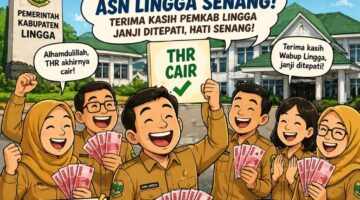 Pemkab Lingga akhirnya membayarkan THR ASN April 2026 melalui kerja sama dengan Bank Riau Kepri Syariah. Wabup Lingga dinilai tegas dan berintegritas karena menepati janji | f. Redaksi