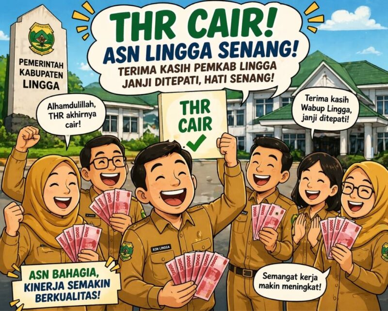 Pemkab Lingga akhirnya membayarkan THR ASN April 2026 melalui kerja sama dengan Bank Riau Kepri Syariah. Wabup Lingga dinilai tegas dan berintegritas karena menepati janji | f. Redaksi