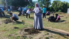 Disperindagkop UKM Lingga tanam 52 pohon kates dengan melibatkan seluruh pegawai. Langkah sederhana ini menjadi simbol harapan besar dalam menjaga ketahanan pangan daerah | f. Wandy