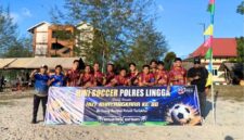 Tim Media B berhasil mengalahkan Tim Satlantas dengan skor 3-1 pada Turnamen Mini Soccer Kapolres Lingga Cup 2026 | f. Sahib